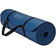 Gaiam Essentials Thick Yoga Mat Fitness & Exercise Mat with Easy-Cinch Yoga Mat Carrier Strap, 72"L x 24"W x 2/5 Inch Thick