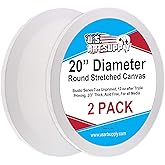 U.S. Art Supply 20 Inch Diameter Round 12 Ounce Primed Gesso Professional Quality Acid-Free Stretched Canvas (Pack of 2)