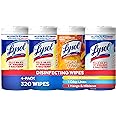 Lysol Disinfectant Wipes Bundle, Multi-Surface Antibacterial Cleaning Wipes, contains x2 Lemon & Lim Blossom, Crisp Linen, Ma