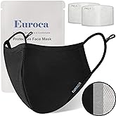 Euroca 3 Layers Face Masks Reusable Washable Breathable Made from Cotton Fabric With Nose Clip for Adult