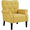 Yaheetech Modern Armchair, Mid Century Accent Sofa Chair with Sturdy Wood Legs and High Back, Upholstered Fabric Sofa Club Ch