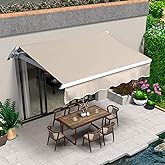 VUYUYU 13.1'x8.2' Patio Awning Retractable Awning Cover Sunshade Shelter Outdoor Canopy with Crank Handle and Water-Resistant