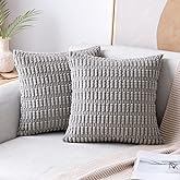 MIULEE Pack of 2 Corduroy Decorative Throw Pillow Covers 18x18 Inch Soft Boho Striped Pillow Covers Modern Farmhouse Home Dec