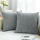 decorUhome Decorative Throw Pillow Covers 18x18 Set of 2, Farmhouse Textured Chenille Square Pillow Covers for Couch Sofa Bed