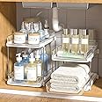 Delamu 2 Sets of 2-Tier Multi-Purpose Bathroom Under Sink Organizers and Storage, Stackable Kitchen Pantry Organization, Pull