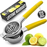 Zulay Lemon Squeezer Stainless Steel with Premium Heavy Duty Solid Metal Squeezer Bowl and Food Grade Silicone Handles - Larg