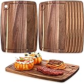 Roshtia 6 Pieces Acacia Wood Cutting Board Kitchen Wooden Chopping Board with Juice Groove Reversible Charcuterie Serving Boa