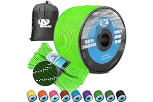 750Ib Reflective Paracord Rope,100' 200' 500' 1000',4mm 11 Strand Parachute Spool Cord with Collecting Bag, Para Cord Lanyard