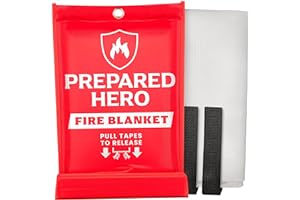 Prepared Hero Emergency Fire Blanket - 1 Pack - Fire Suppression Blanket for Kitchen, 40” x 40” Fire Blanket for Home, Fiberg
