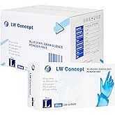 LW Concept Blue Vinyl Exam Gloves for Medical/Food Safe/Cleaning/Handling Use Multipurpose Latex & Powder Free, 4.5 mil (LW40