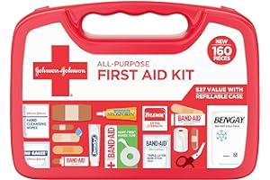 Johnson & Johnson All-Purpose Portable Compact First Aid Kit for Minor Cuts, Scrapes, Sprains & Burns, Ideal for Home, Car, T