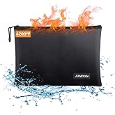 JUNDUN Fireproof Document Bags,14.2”x 10.0”Waterproof and Fireproof Money Bag,Fireproof Safe Storage Pouch with Zipper for A4