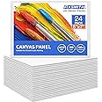 FIXSMITH Canvas Boards for Painting 5x7 Inch, Super Value 24 Pack Mini Canvases, White Blank Canvas Panels, 100% Cotton Prime