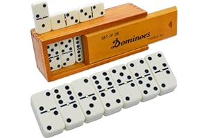 Queensell Dominos Set for Adults – Dominoes - Classic Board Games, Double 6 Dominoes Family Games for Kids and Adults - Doubl