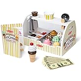 Melissa & Doug Wooden Scoop and Serve Ice Cream Counter (28 pcs) | Play Food and Accessories | Pretend Food, Ice Cream Toys, 
