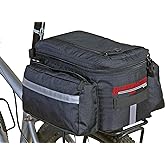 Bushwhacker® Mesa Trunk Bag Black - w/Rear Light Clip Attachment & Reflective Trim - Bicycle Trunk Bag Cycling Rack Pack Bike