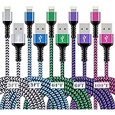 [3/6/10FT-5Pack] iPhone Charger Apple Certified Lighting Charge Cords Phone Power Data Cable Nylon Braided Fast Charging Wire