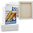 FIXSMITH Stretched Canvas for Painting- 8x10 Inch,Bulk Pack of 12,Primed,100% Cotton,5/8 Inch Profile of Super Value Pack for