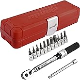 EPAuto Bike Tool 1/4 Inch Drive Click Torque Wrench Set (2 to 20 Nm), Hex/Torx Bit Socket Extension Bar Bicycle Maintenance K