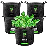 VIVOSUN 5-Pack 7 Gallon Plant Grow Bags, Heavy Duty Thickened Nonwoven Fabric Pots with Handles