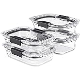 Rubbermaid 8-Piece Brilliance Glass Food Storage Containers with Lids for Lunch, Meal Prep, and Leftovers, Dishwasher and Ove