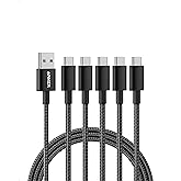 Anker USB to USB C Cable [5 Pack, 6FT], USB A to USB C Charger Cord for Samsung Galaxy S10 S10+, LG V30, Beats Fit Pro and Mo