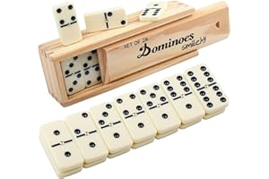 Smilejoy Dominoes Set for Adults, Domino Set for Classic Board Games,Double 6 Domino Game Set 28 Pieces with Wood Case (2 Pla