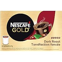 NESCAFÉ GOLD Dark Roast & Ground Coffee Capsules, K-Cup Compatible Pods, 12 Capsules