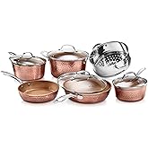 Gotham Steel Hammered Collection Pots and Pans 10 Piece Premium Ceramic Cookware Set – with Triple Coated Ultra Nonstick Surf