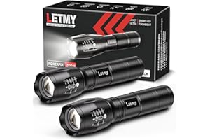 LETMY Tactical Flashlight S2000-2 Pack Bright Military Grade LED Flashlights High Lumens - Portable Handheld Flash Light, 5 M