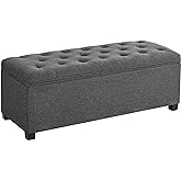 SONGMICS Storage Ottoman Bench, Foldable Foot Rest with Legs, 15.7 x 43 x 15.7 Inches, End of Bed Bench, Storage Chest, Load 