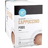 Amazon Brand - Happy Belly Cappuccino Coffee Pods Compatible With K Cup Brewers, Light Roast, Caramel Flavored, 24 Count, 12.