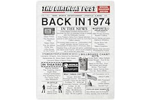50th Birthday Poster Unframed - Back In 1974 Newspaper - Happy 50th Birthday Gifts for Men Women Vintage Retro Born In 1974, 