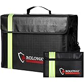 ROLOWAY Large (17 x 12 x 5.8 inches) Fireproof Bag with Reflective Strip, Fireproof Document Bags, Fireproof Money Bag, Water