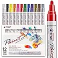 TFIVE Paint Pens Paint Markers Never Fade Quick Dry and Permanent, 12 Color Oil-Based Waterproof Paint Marker Pen Set for Roc