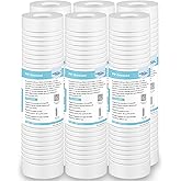 Grooved Sediment Water Filter Cartridge (6 Pack), Membrane Solutions 5 Micron Whole House Water Filter Universal Replacement 