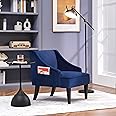 Yaheetech Mid-Century Accent Chair, Velvet Club Chair with Pocket, Wood Frame Comfy Barrel Chair for Living Room/Waiting Room