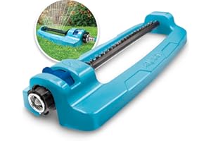 Aqua Joe SJI-OMS16 Indestructible Metal Base Oscillating Sprinkler with Adjustable Spray, 3600-Square Foot Coverage