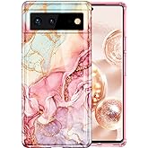 Btscase for Google Pixel 6 Case, Gold Glitter Bling Marble Pattern Hard PC Slim Fit Shockproof Full Body Rugged Drop Protecti