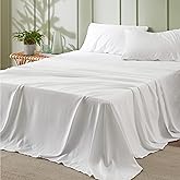 Bedsure Queen Sheets White - Soft Sheets for Queen Size Bed, 4 Pieces Hotel Luxury White Sheets Queen, Easy Care Polyester Mi