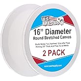 U.S. Art Supply 16 Inch Diameter Round 12 Ounce Primed Gesso Professional Quality Acid-Free Stretched Canvas (Pack of 2)