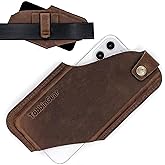 TobbinGear Leather Cell Phone Holster with Belt Clip, Leather Belt Phone Pouch, Universal Leather Phone Case on Belt, Phone H