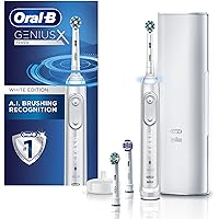 Oral-B GENIUS X Electric Toothbrush with 3 Oral-B Replacement Brush Heads and Toothbrush Case, White (Packaging May Vary)