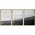 SIGNWIN Framed Canvas Print Wall Art Side of Mountain in Mist Nature Rocky Illustrations Minimalism Contemporary Black and Wh