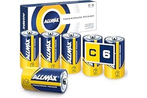 Allmax C Maximum Power Alkaline Batteries (6 Count) – Ultra Long- Lasting, 7-Year Shelf Life, Leakproof Design, Maximum Perfo