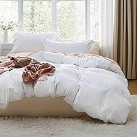 Bedsure White Duvet Cover Queen Size - Soft Prewashed Queen Duvet Cover Set, 3 Pieces, 1 Duvet Cover 90x90 Inches with Zipper