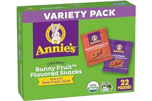 Annie's Organic Bunny Fruit Snacks, Variety Pack, Gluten Free, 22 ct, 15.4 oz