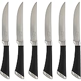 Chicago Cutlery Fusion 6 Piece Forged Premium Steak Knife Set, Cushion-Grip Handles with Stainless Steel Blades, Resists Stai