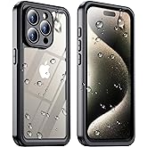 Temdan for iPhone 15 Pro Max Case Waterproof, [Built-in Screen Protector][IP68 Underwater][15FT Military Dropproof][Dustproof