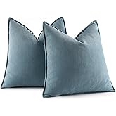 MIULEE Pack of 2 Dusty Blue Decorative Pillow Covers 18x18 Inch Soft Chenille Couch Throw Pillows Farmhouse Cushion Covers wi